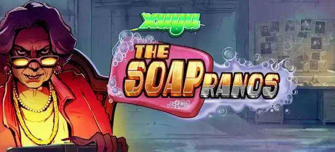 Interface do jogo de slot The Soapranos com elementos visuais de neon e atmosfera urbana.